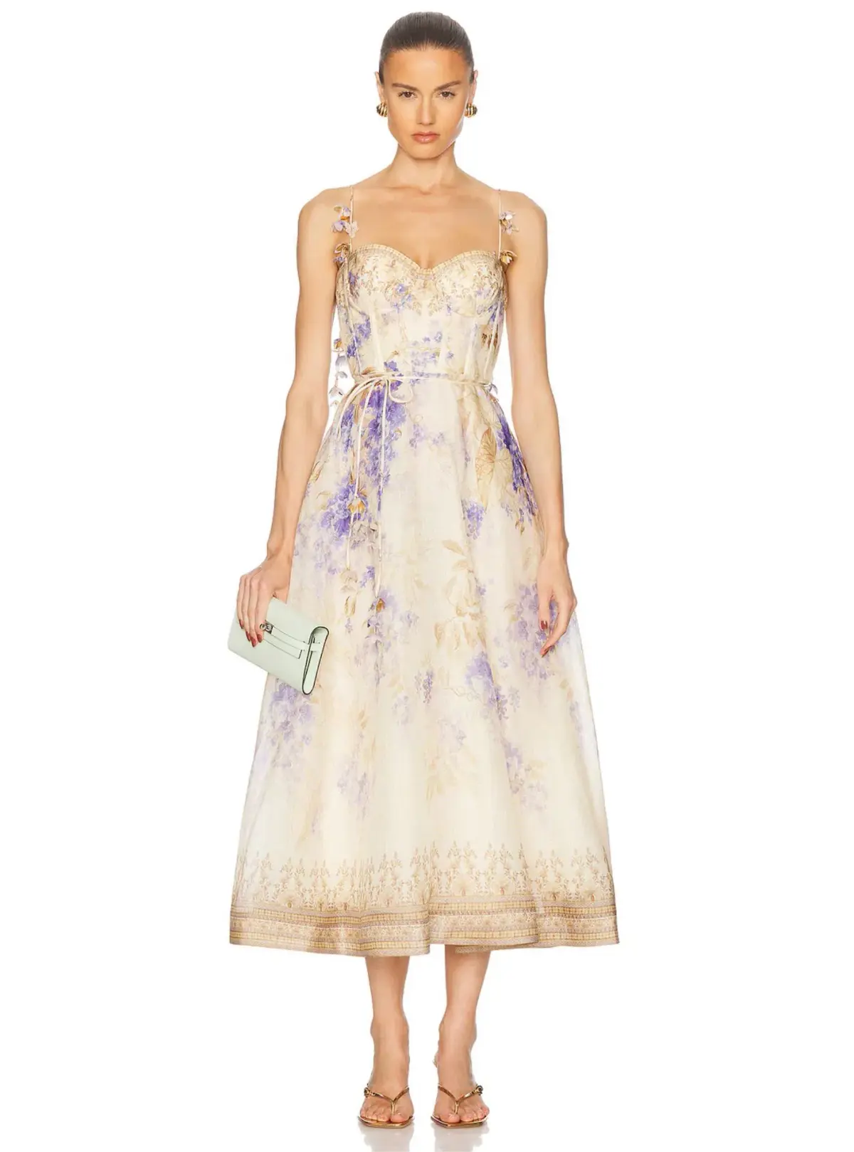 Zimmermann Dawning Picnic Midi Dress Lilac Floral Size 2 / AU 12 - Image 1