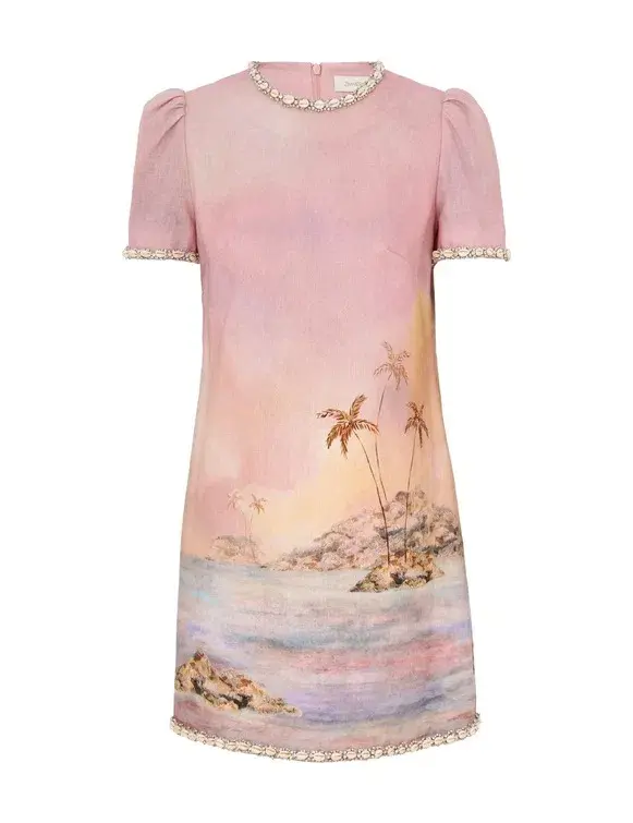 Zimmermann The Dawning Embellished Mini Dress in Lilac Seascap Size 1/Au 10 - Image 1