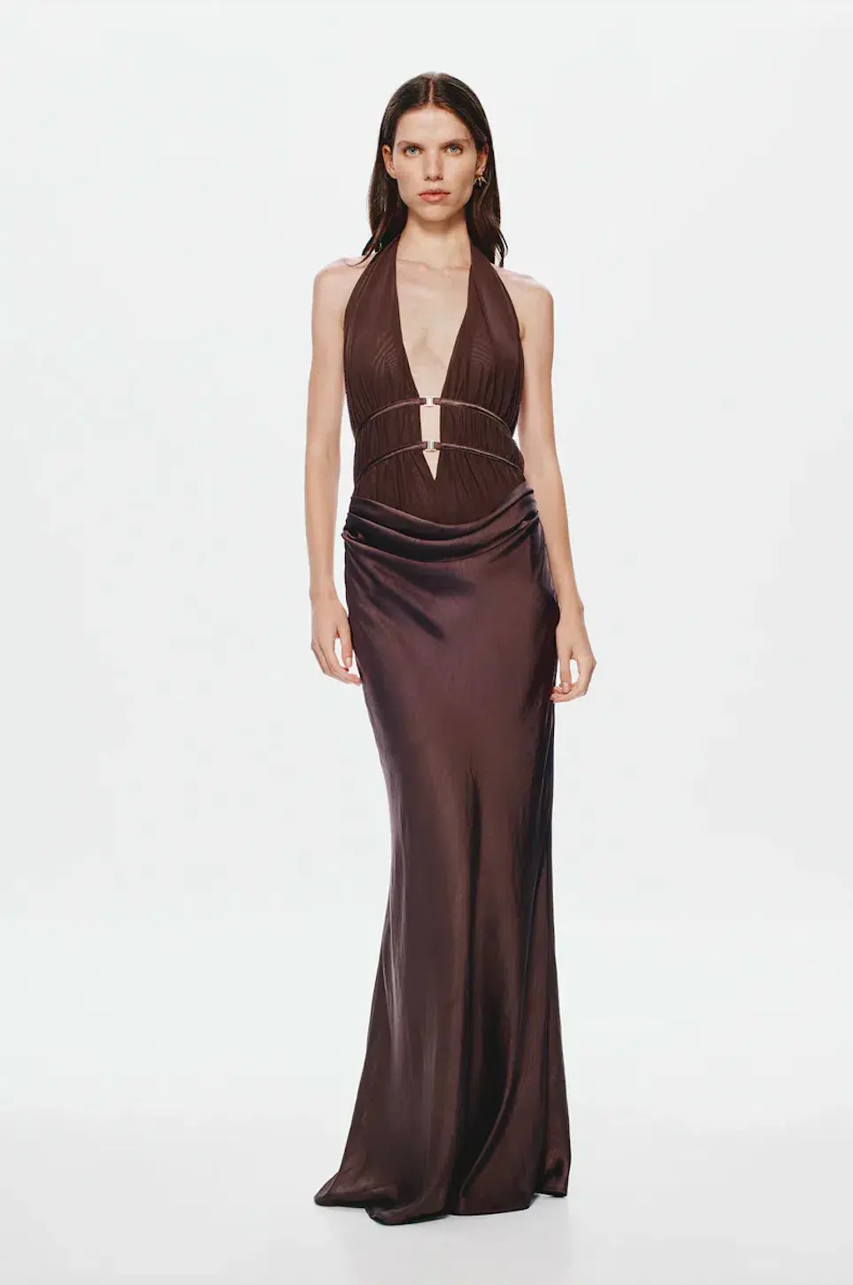 Misha The Celine Satin Dress Umber Brown Size S / AU 8 - Image 1