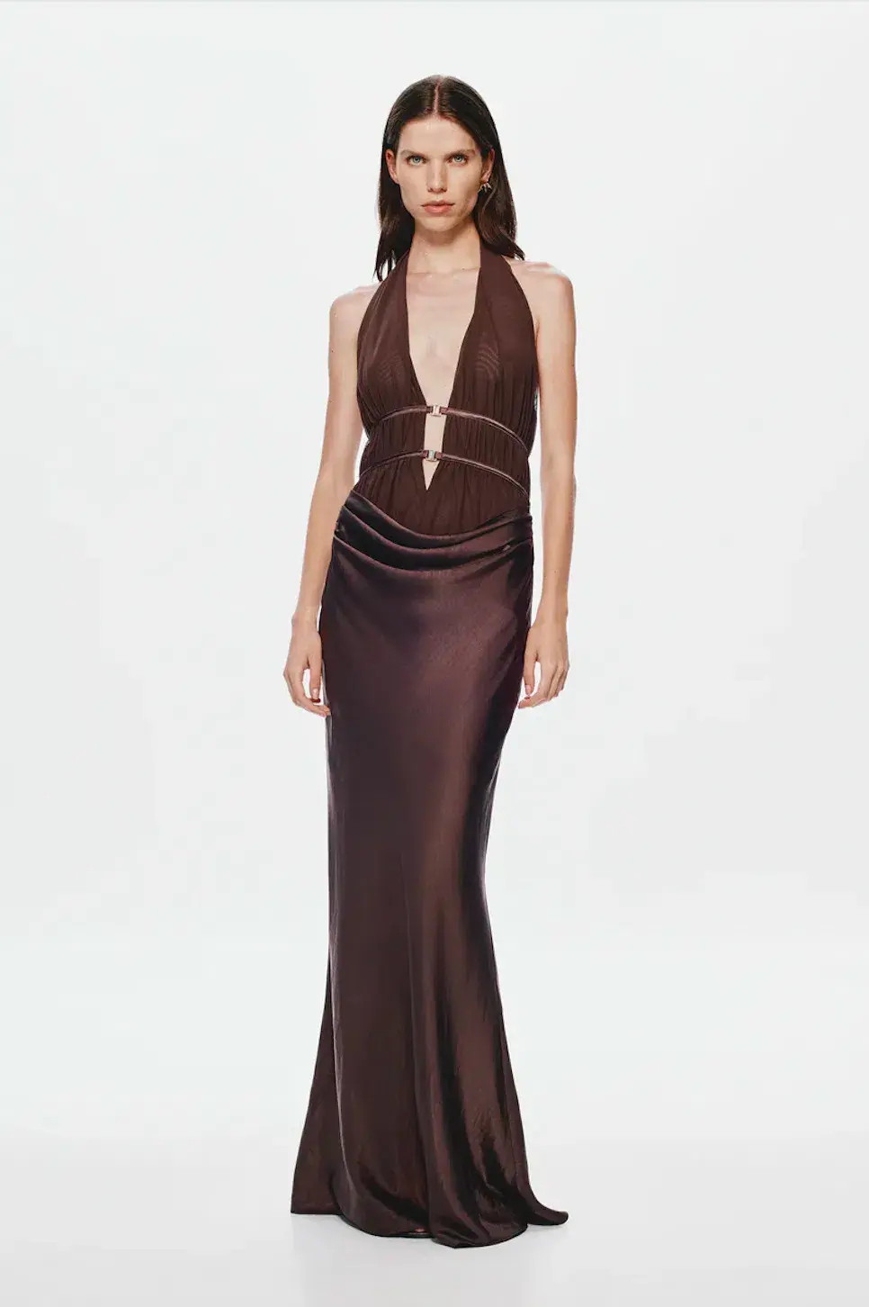 Misha The Celine Satin Dress Umber Brown Size S / AU 8 - Image 4