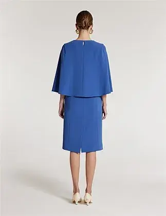 Perri Cutten Cape Sleeve Dress in Blue Size AU 16 for rent on The Volte - main image
