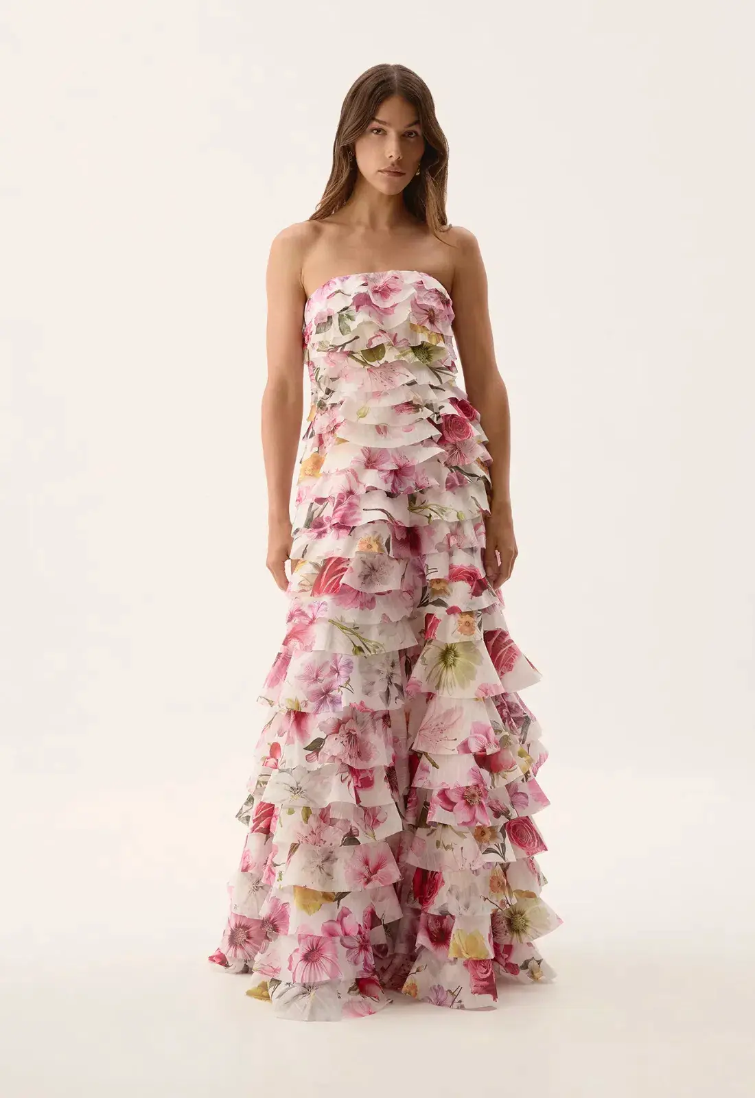 Aje Fleur Pleated Gown Collage Floral Size S / AU 8 - Image 1