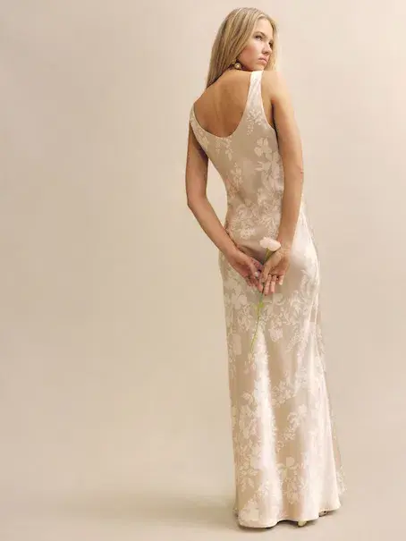 Reformation Annabelle Silk Maxi Dress Cream Size AU 8 - Image 3