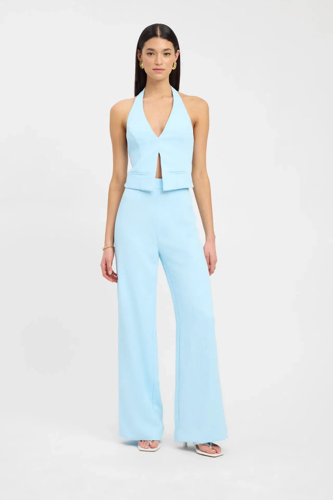 Kookai Oyster Backless Vest and Willow Pants Set Cloud Blue Size 10 - Image 1