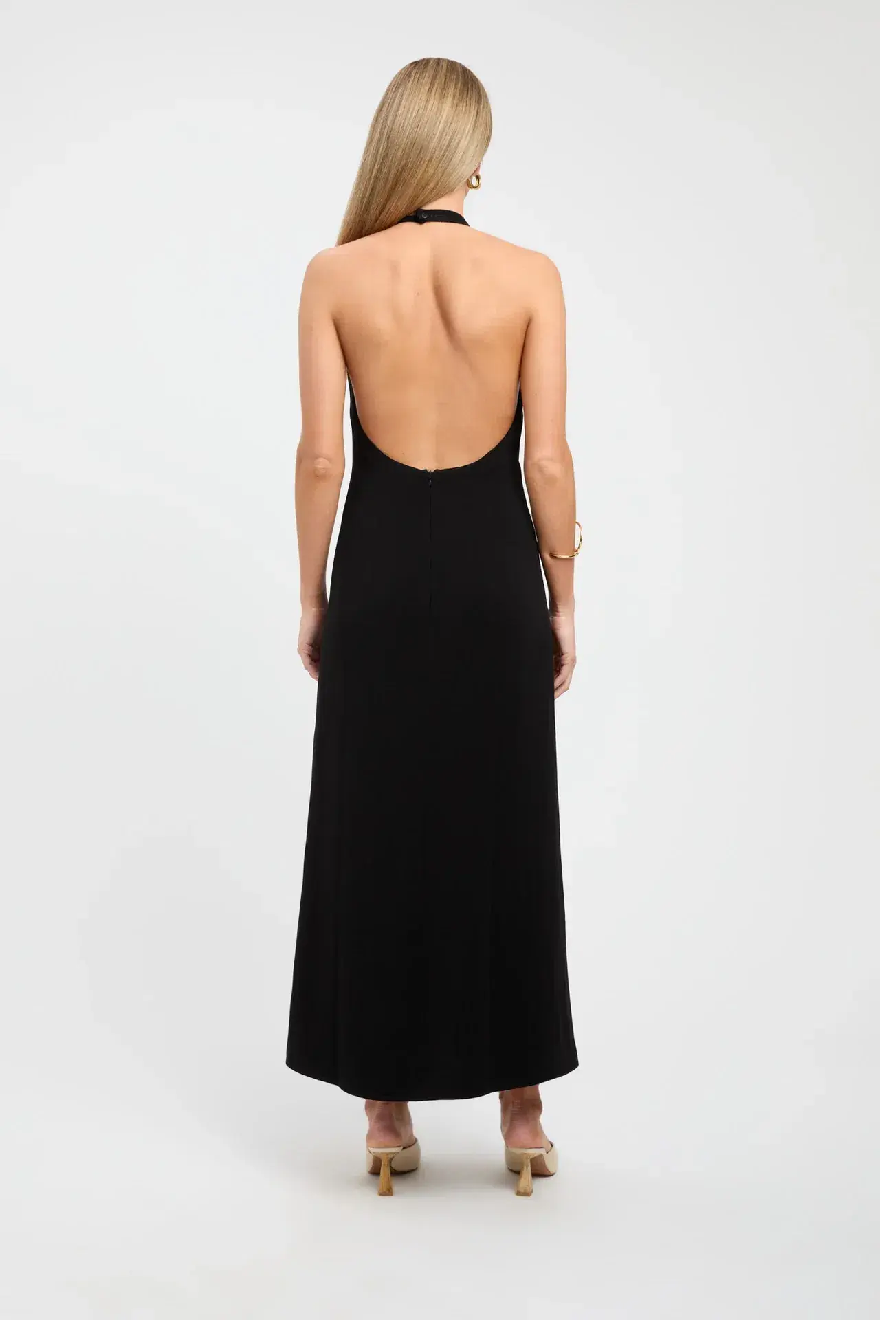 Kookai Koko Deep Vee Dress Midi Black Size AU 8 - Image 2