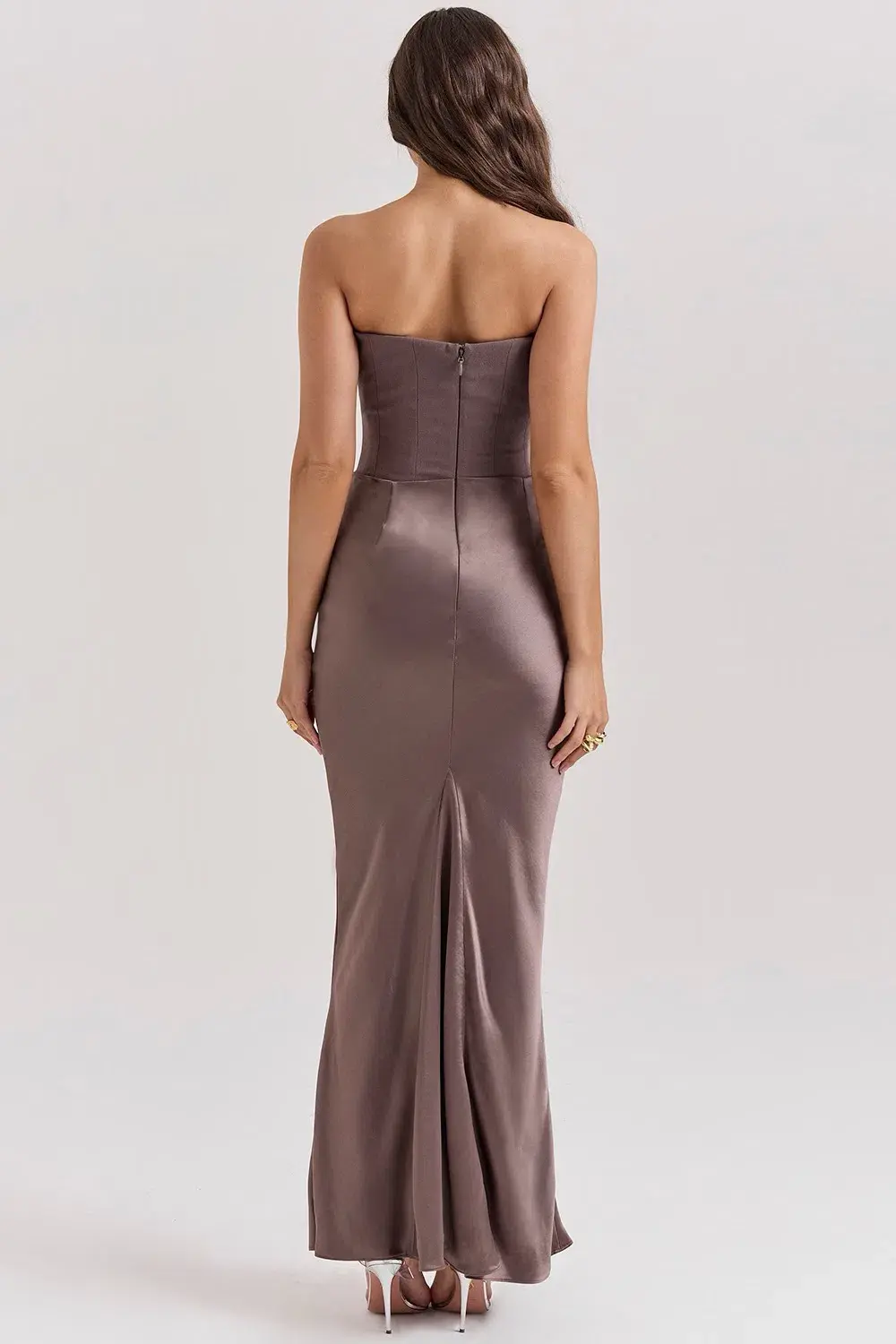 House of CB Persephone Strapless Corset Maxi Dress Smoke Size 6 - Image 3