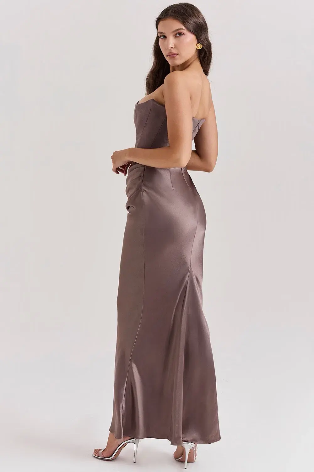 House of CB Persephone Strapless Corset Maxi Dress Smoke Size 6 - Image 2