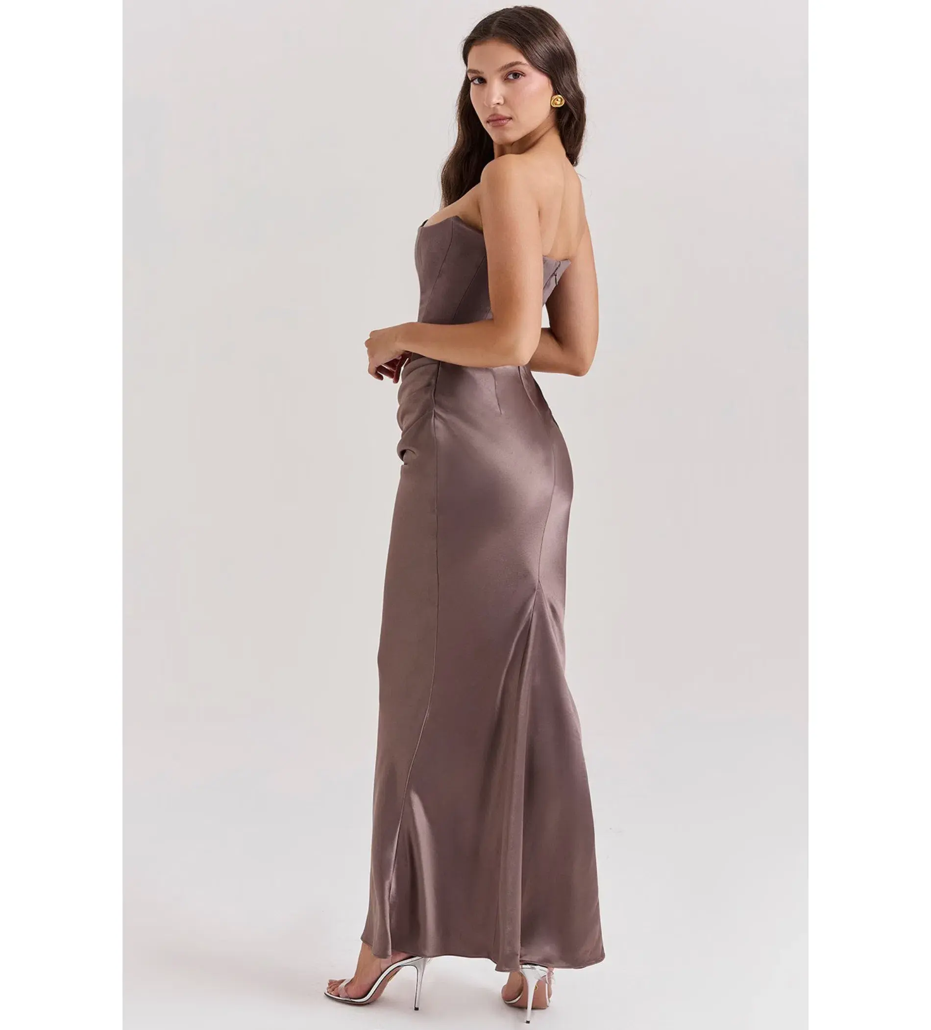 House of CB Persephone Strapless Corset Maxi Dress Smoke Size AU 8 - Image 3