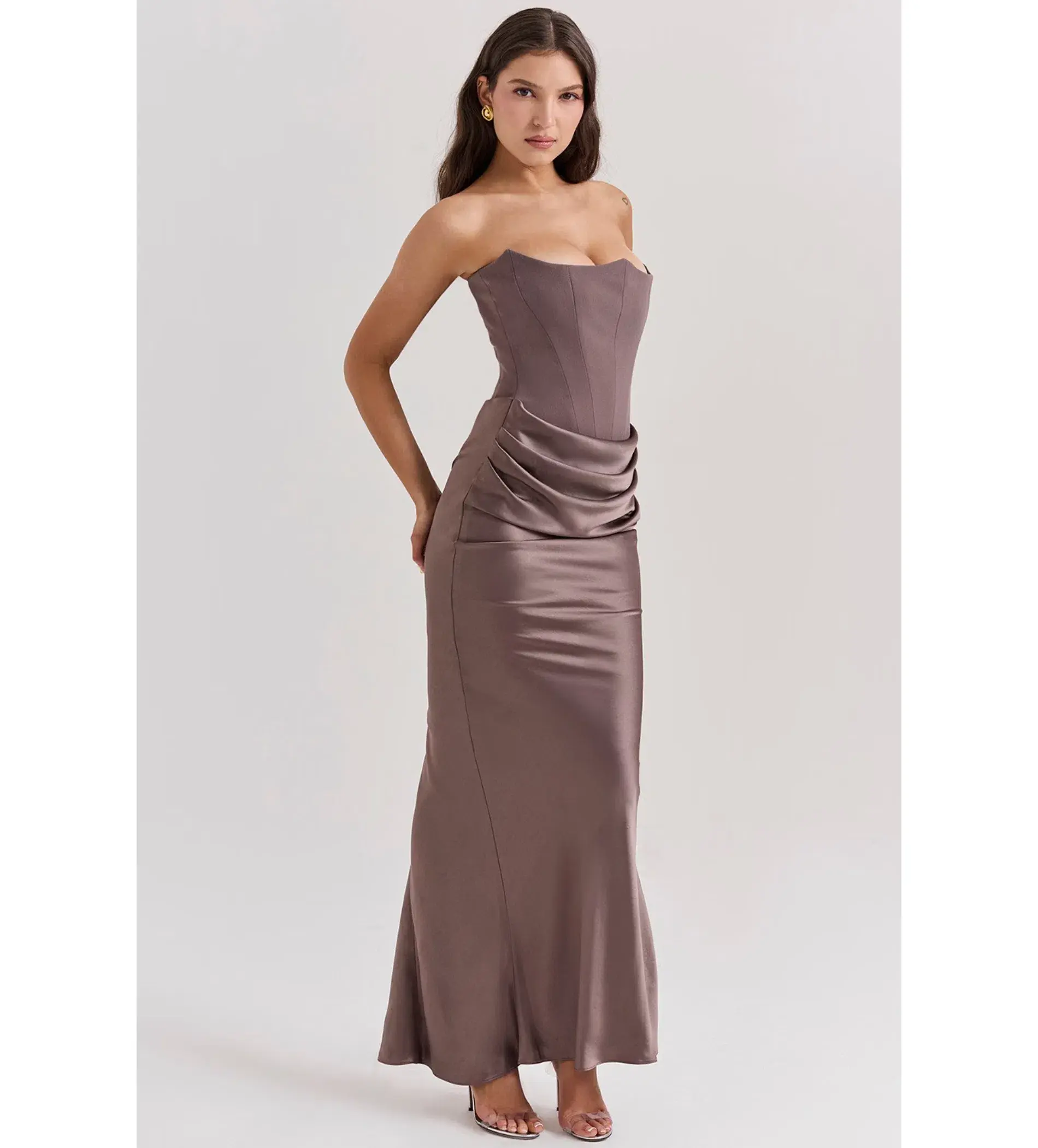 House of CB Persephone Strapless Corset Maxi Dress Smoke Size AU 8 - Image 2