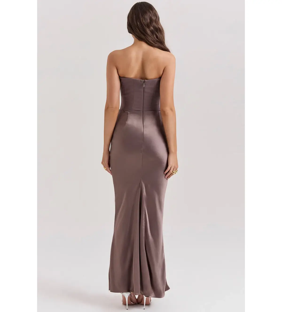House of CB Persephone Strapless Corset Maxi Dress Smoke Size AU 8 - Image 4