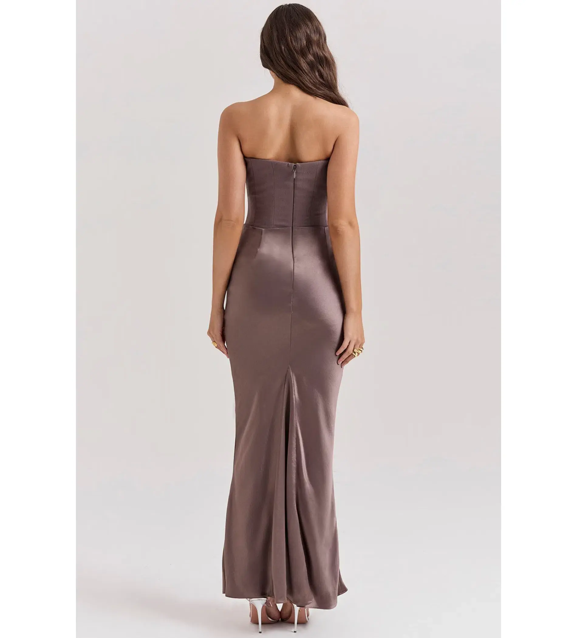 House of CB Persephone Strapless Corset Maxi Dress Smoke Size AU 8 - Image 4