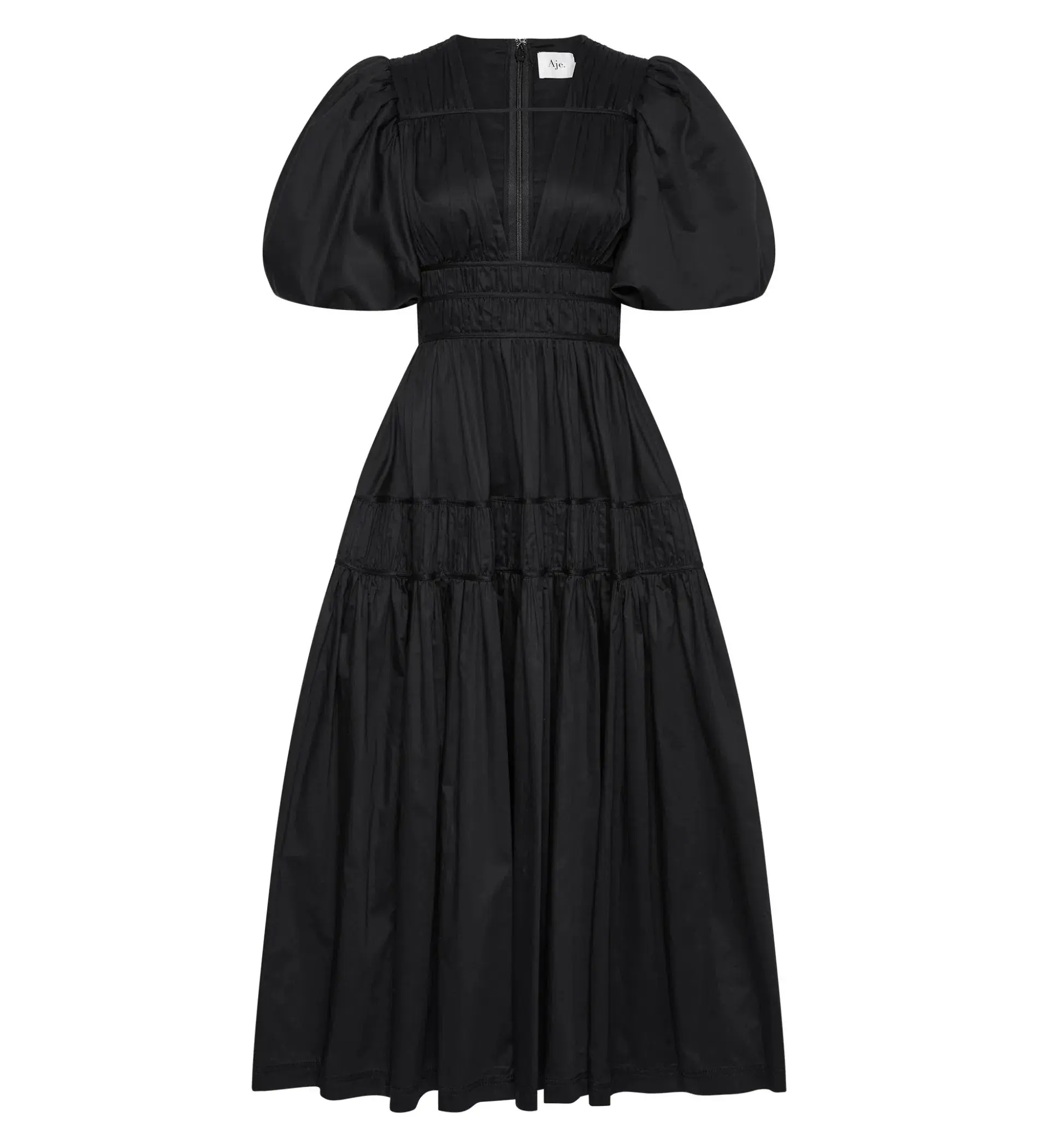 Aje Fallingwater Ruched Midi Dress Black Size XXL/AU 16 - Image 5