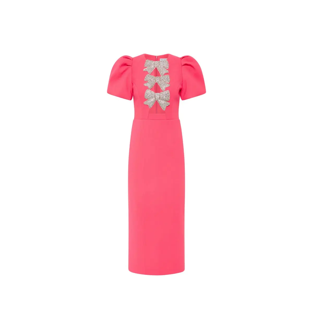 Rebecca Vallance Posey Puff Sleeve Midi Dress Pink Size AU 10 - Image 4