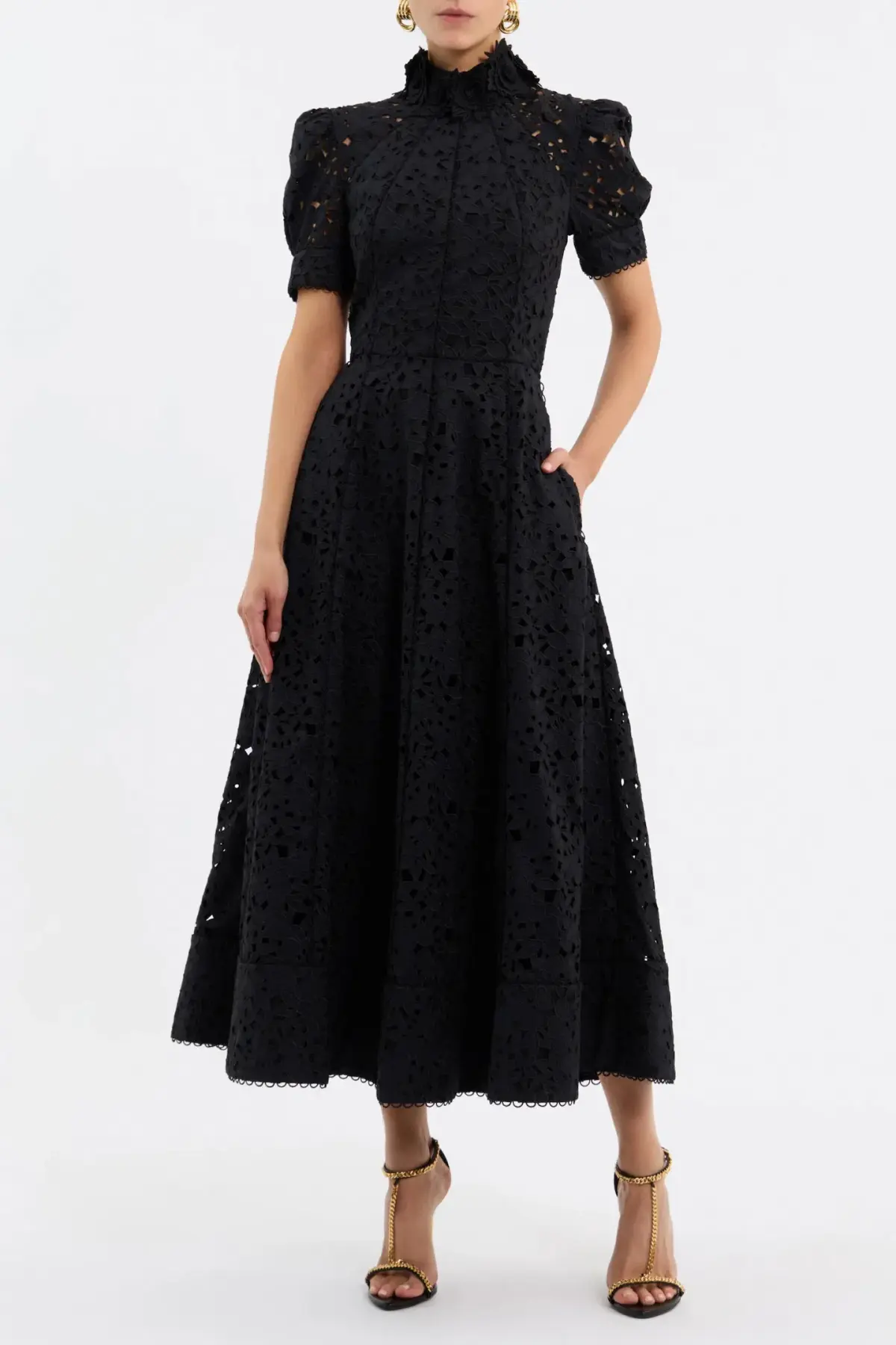 Rebecca Vallance Kitsu Short Sleeve Midi Dress Black Size AU 12 - Image 3
