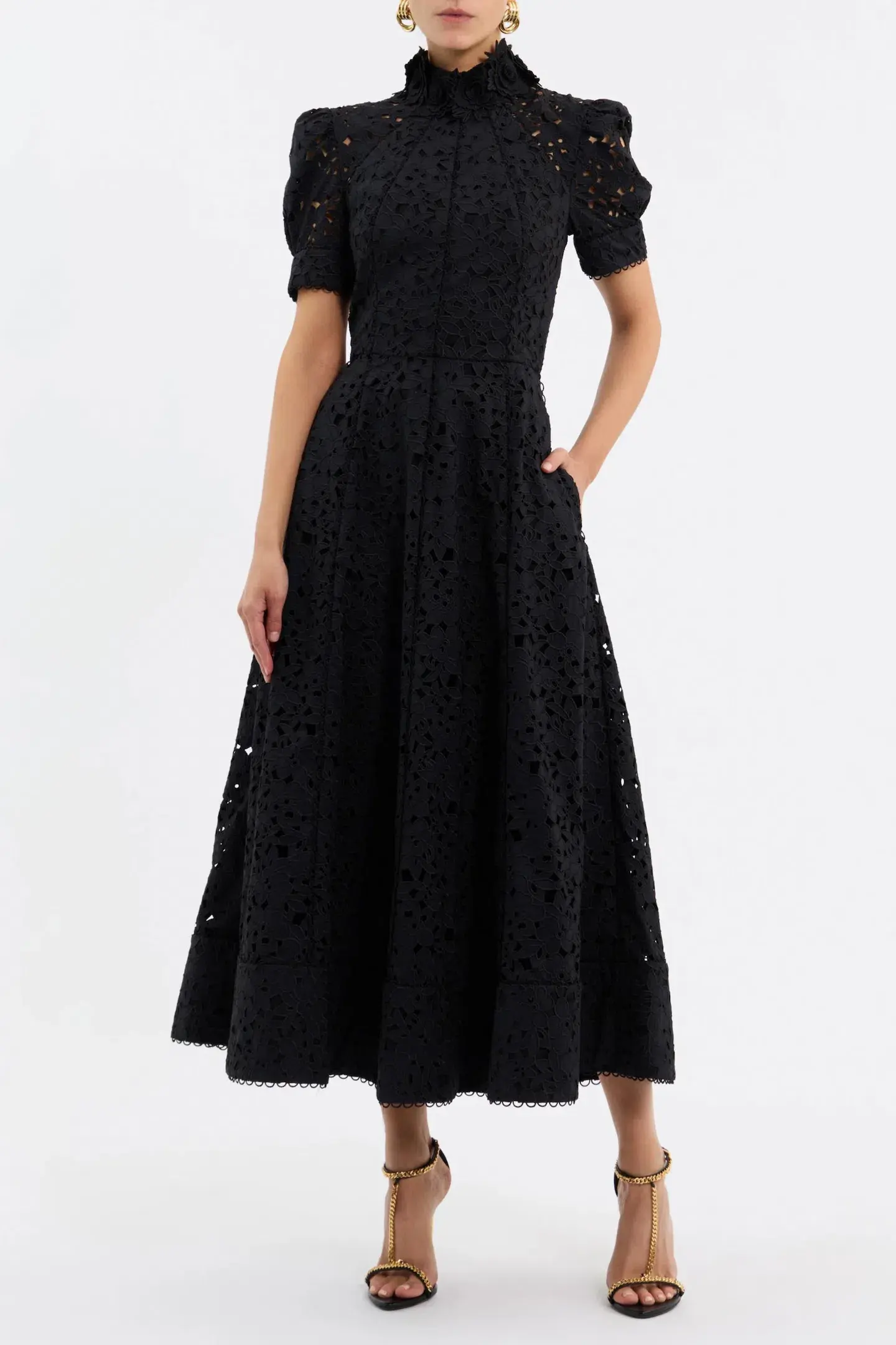 Rebecca Vallance Kitsu Short Sleeve Midi Dress Black Size AU 12 - Image 3