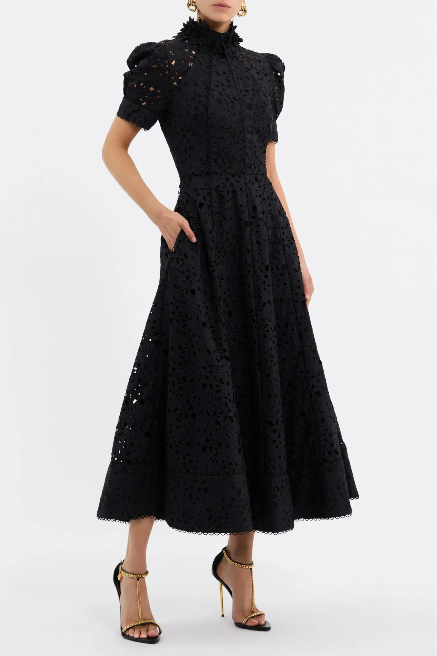 Rebecca Vallance Kitsu Short Sleeve Midi Dress Black Size AU 12 - Image 1