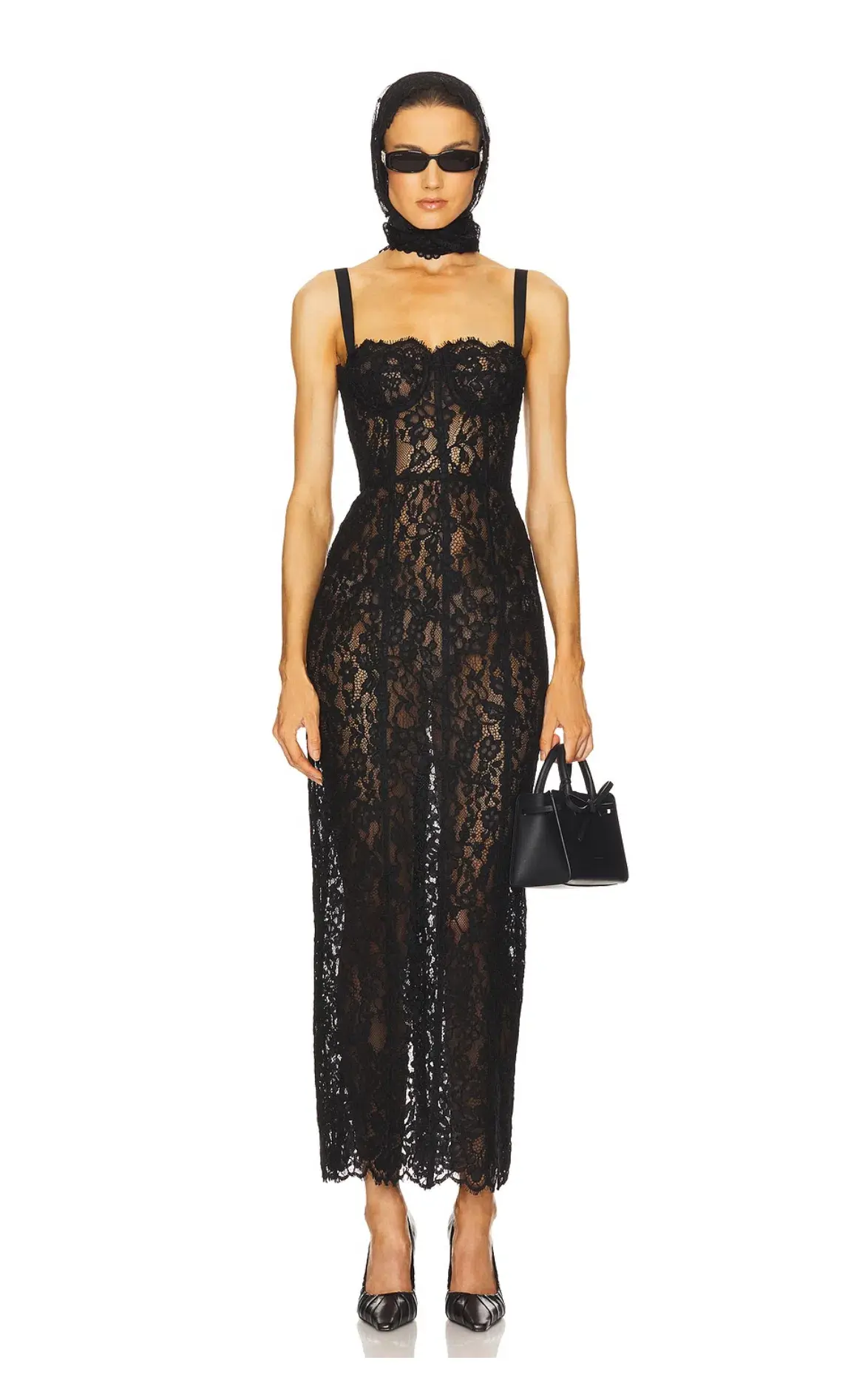 Helsa Black Lace Column Dress Black Size 8 - Image 2