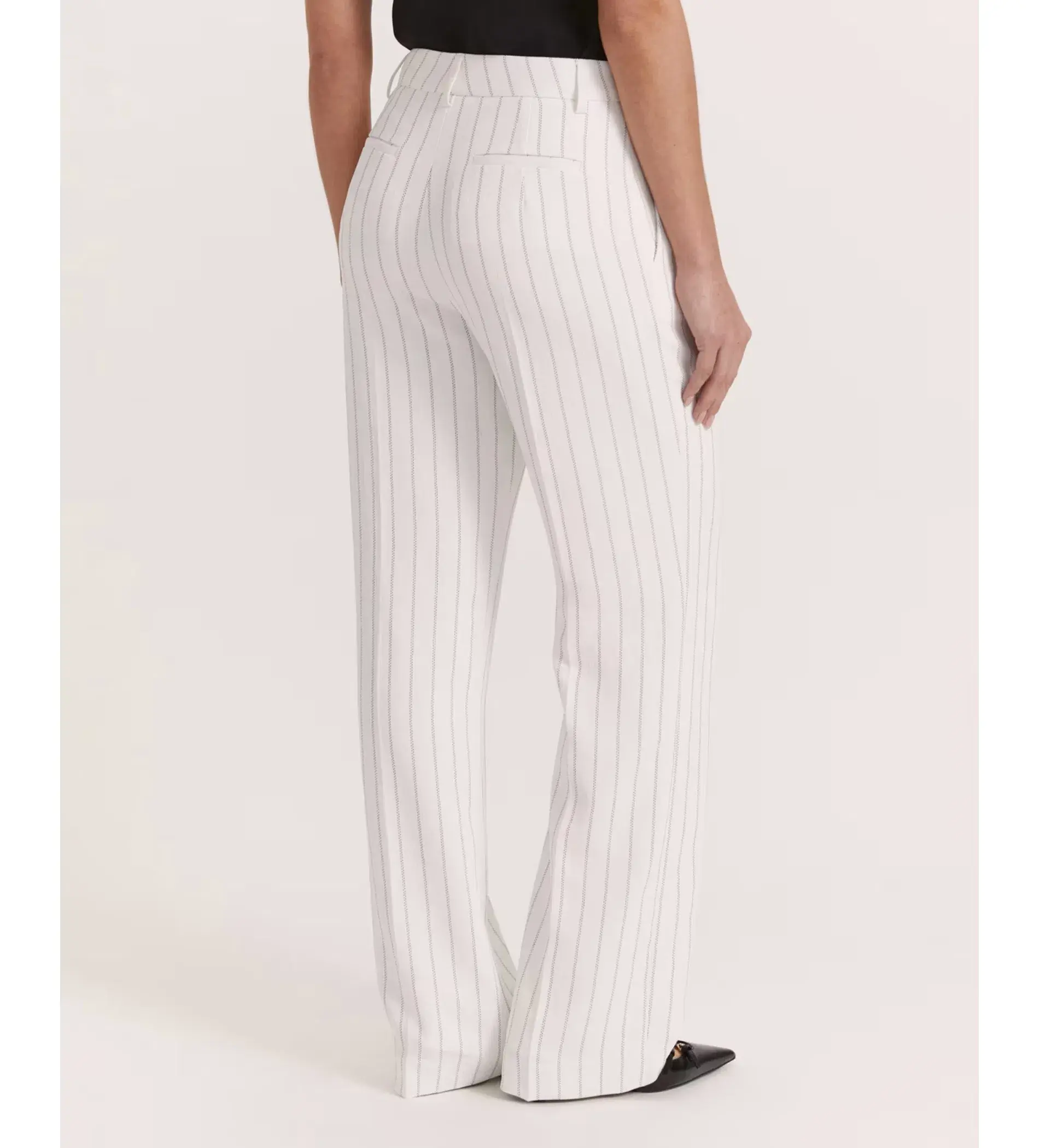 Saba Dharma Pinstripe Wide Leg Pants in White Size AU 6 - Image 7