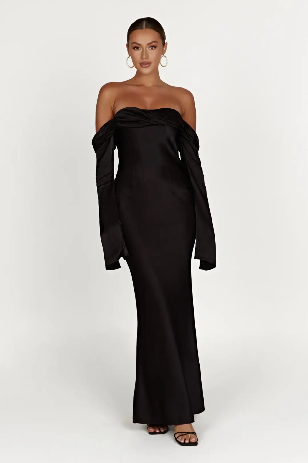 Meshki Giselle Off Shoulder Maxi Dress Black Size 8 for rent on The Volte - main image