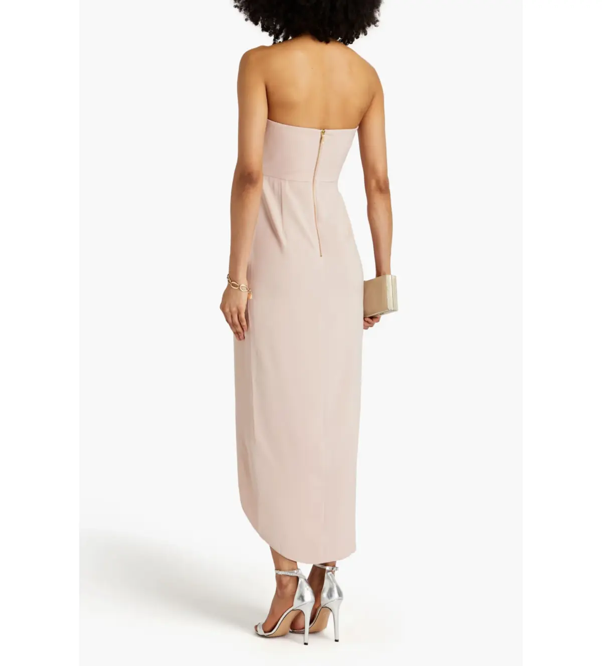 Shona Joy Strapless Draped Satin Maxi Dress Blush Size 14  - Image 2