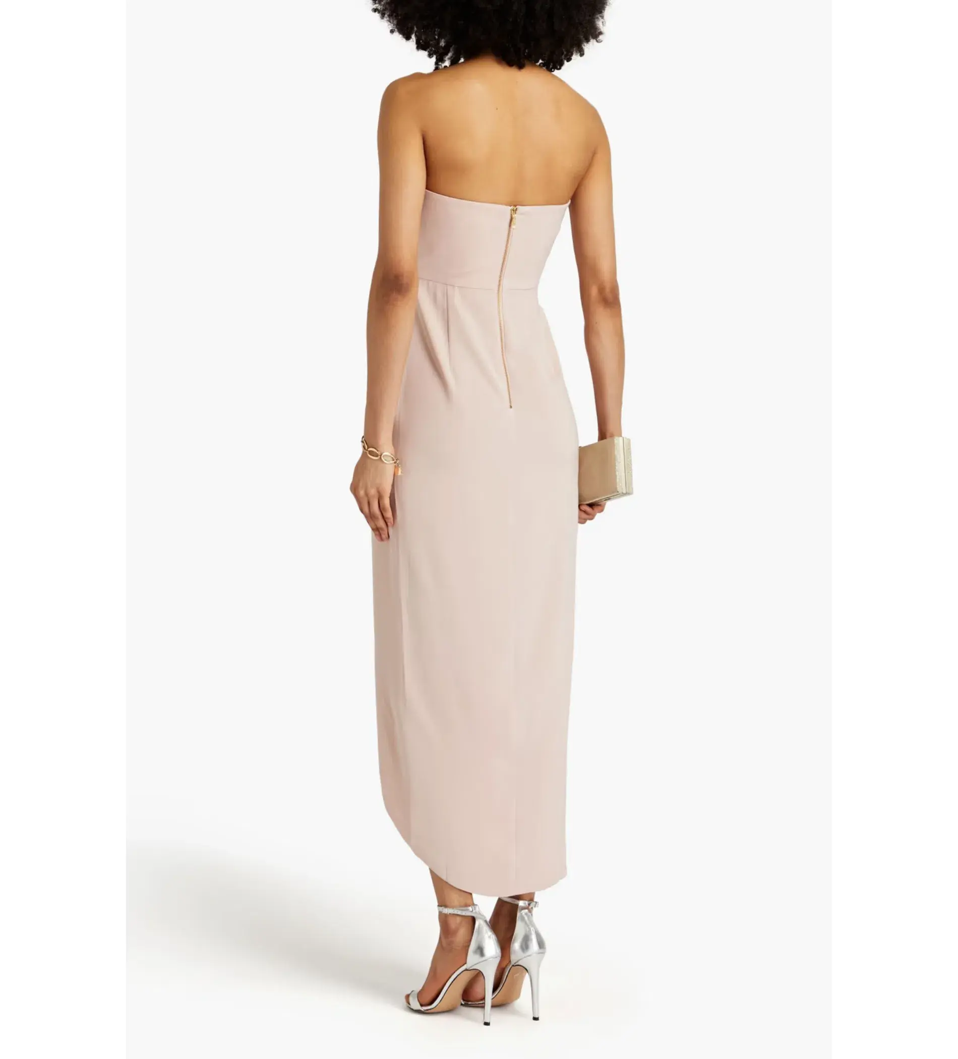 Shona Joy Strapless Draped Satin Maxi Dress Blush Size 14  - Image 2