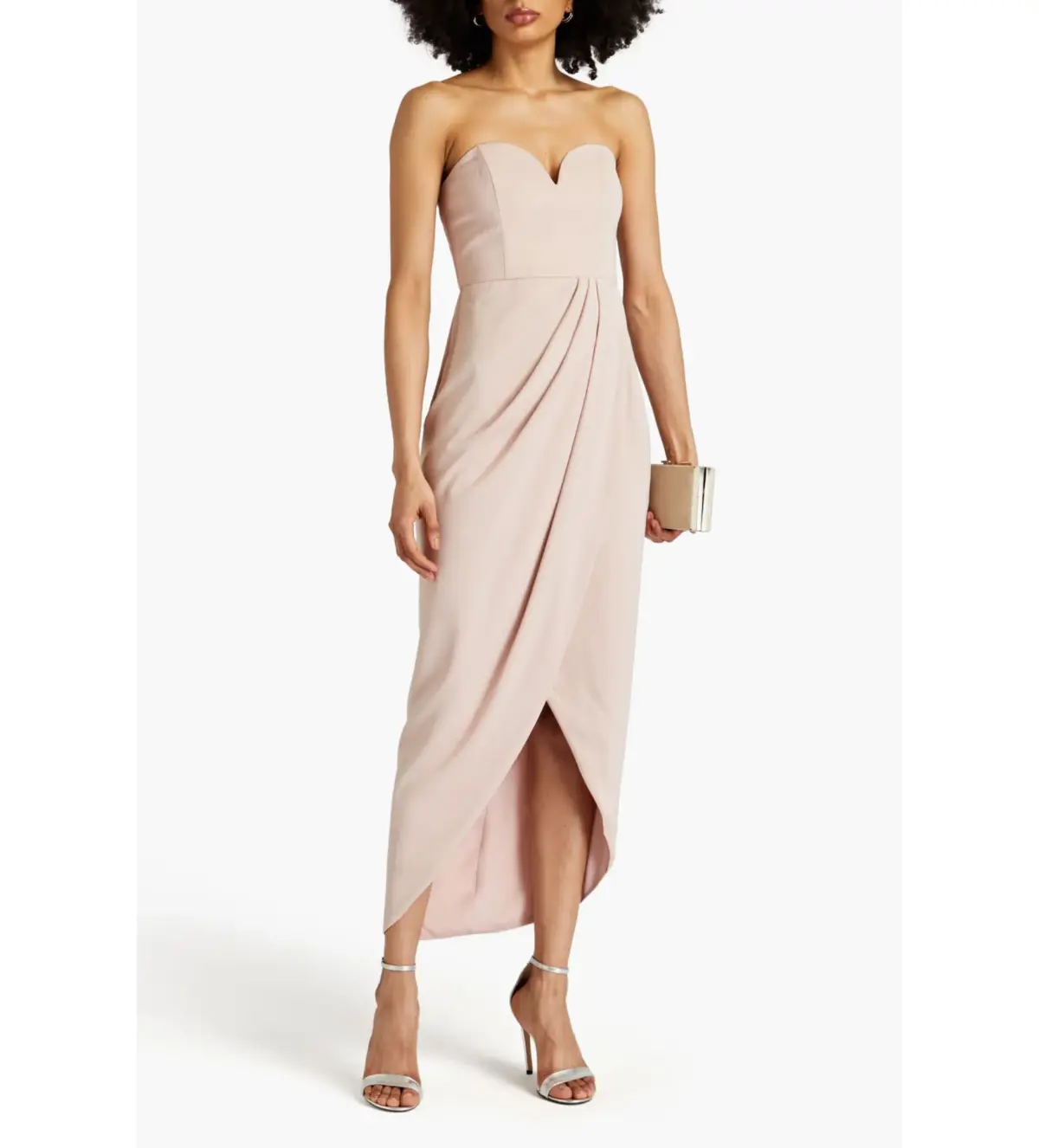 Shona Joy Strapless Draped Satin Maxi Dress Blush Size 14  - Image 1
