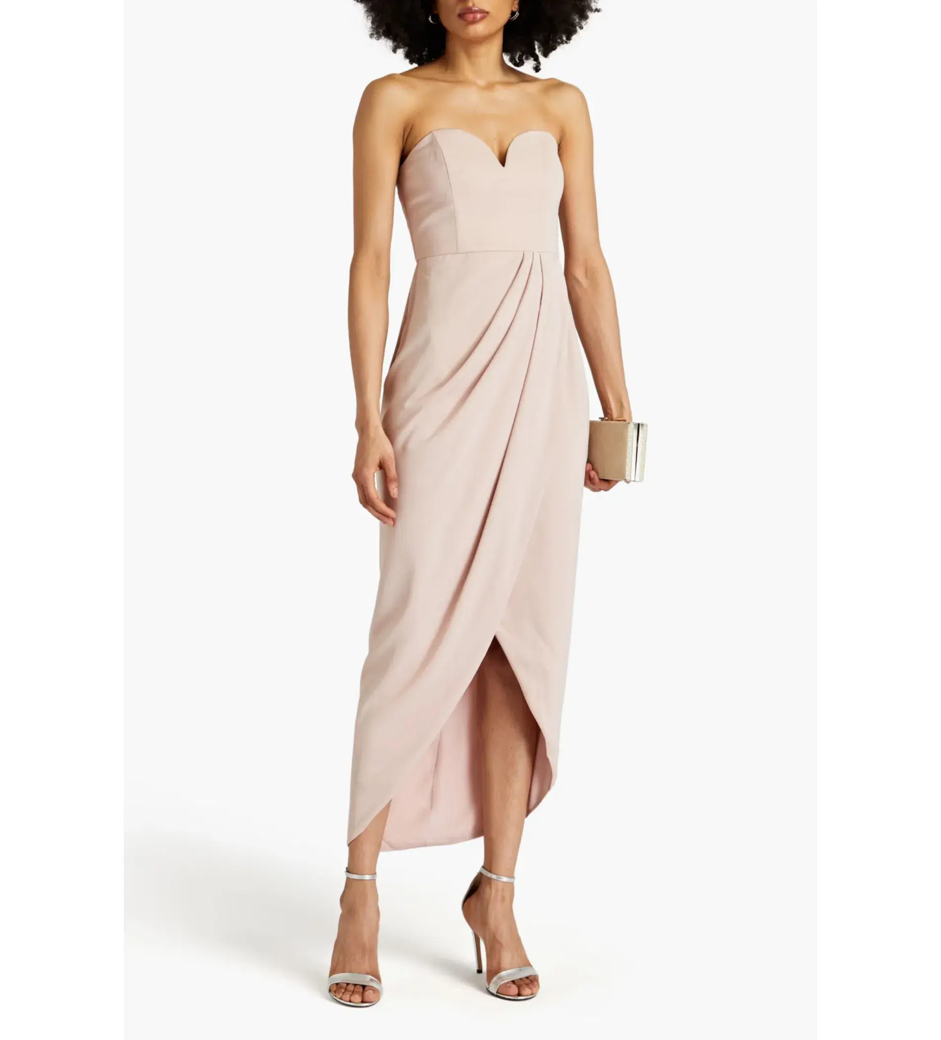 Shona Joy Strapless Draped Satin Maxi Dress Blush Size 14  - Image 1