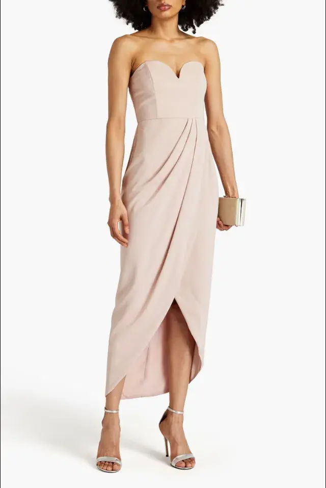 Shona Joy Strapless Draped Satin Maxi Dress Blush Size 16 - Image 1