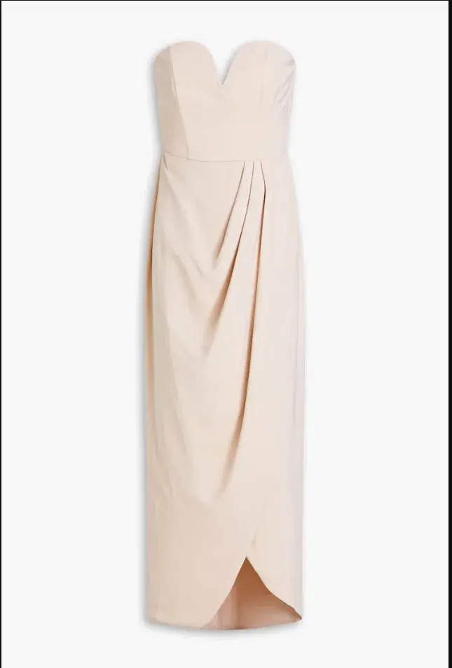 Shona Joy Strapless Draped Satin Maxi Dress Blush Size 16 - Image 3