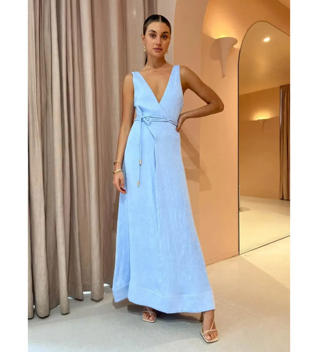 By Nicola Starboard Cross Waist Maxi Dress Blue Size 12 for rent on The Volte - main image