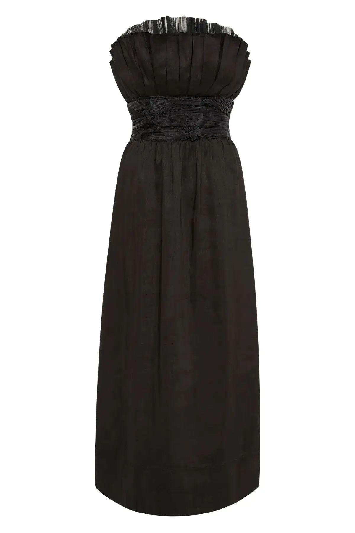 AJE Black Whisper Knot Strapless Ruffle Midi Dress AU 8 - Image 4