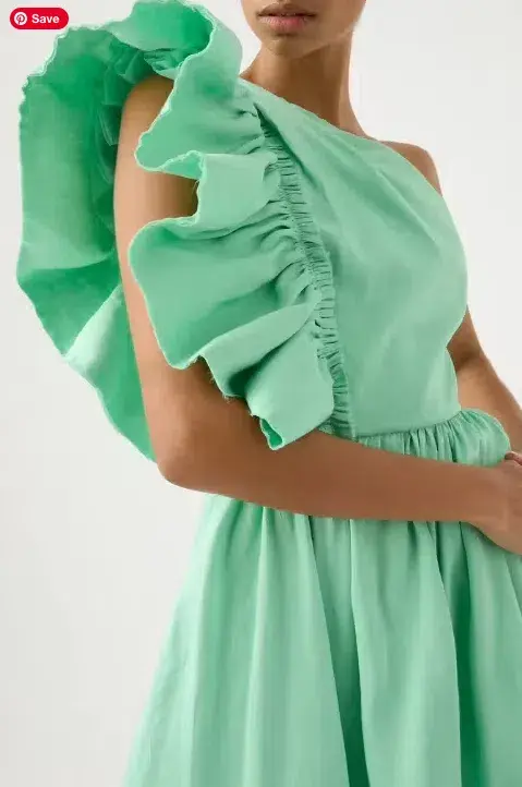 AJE Bonjour Assymetric Mini Dress Green Size AU 8 for rent on The Volte - main image