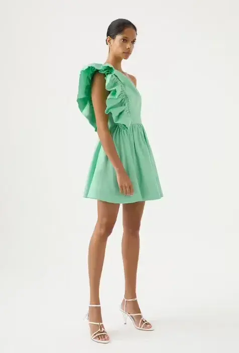 AJE Bonjour Assymetric Mini Dress Green Size AU 8 for rent on The Volte - main image
