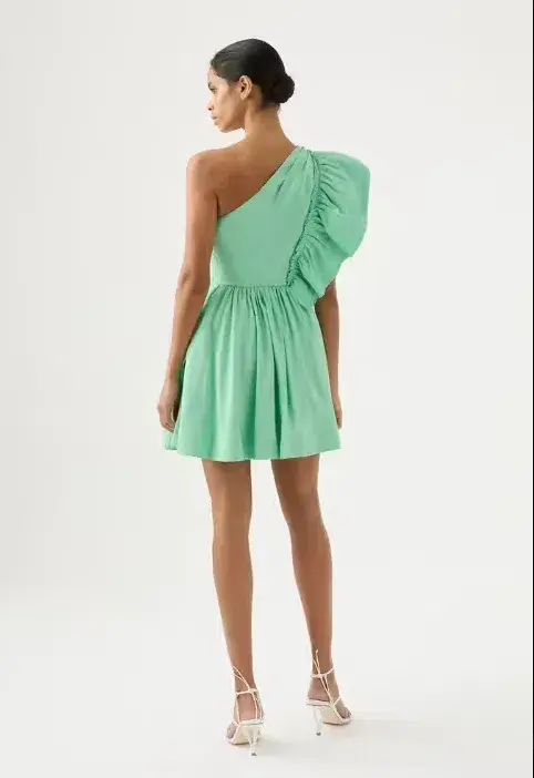 AJE Bonjour Assymetric Mini Dress Green Size AU 8 for rent on The Volte - main image