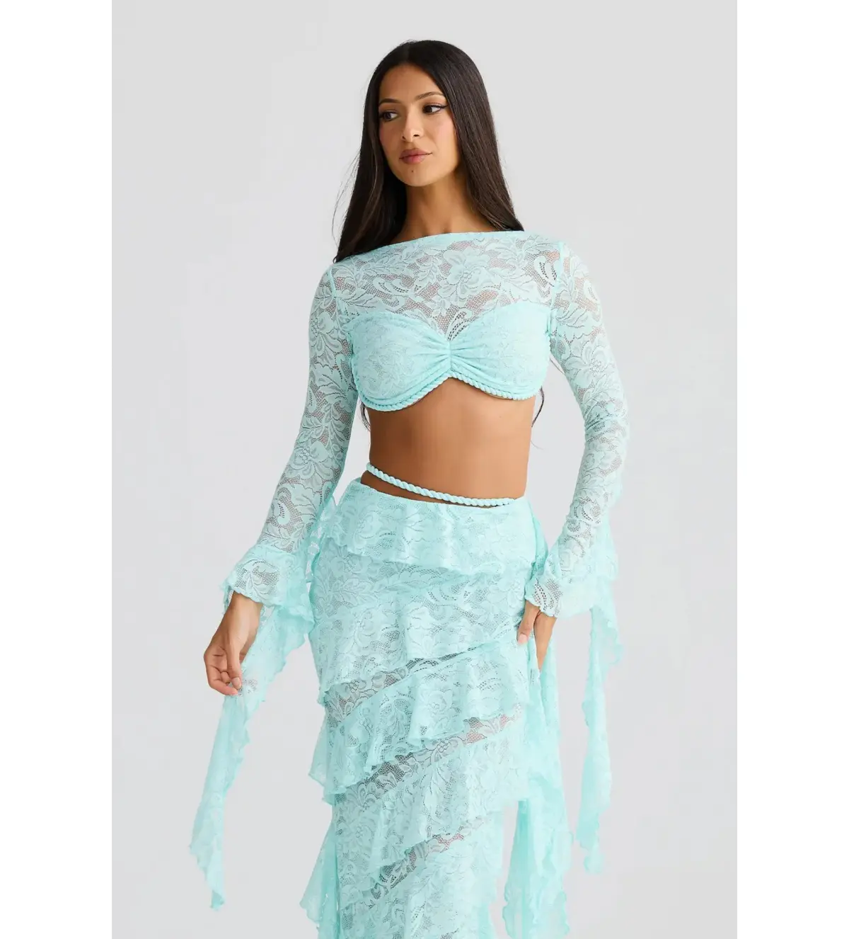 Melani The Label Cecilia Top and Joa Skirt Set Aqua Size S/AU 8 - Image 3