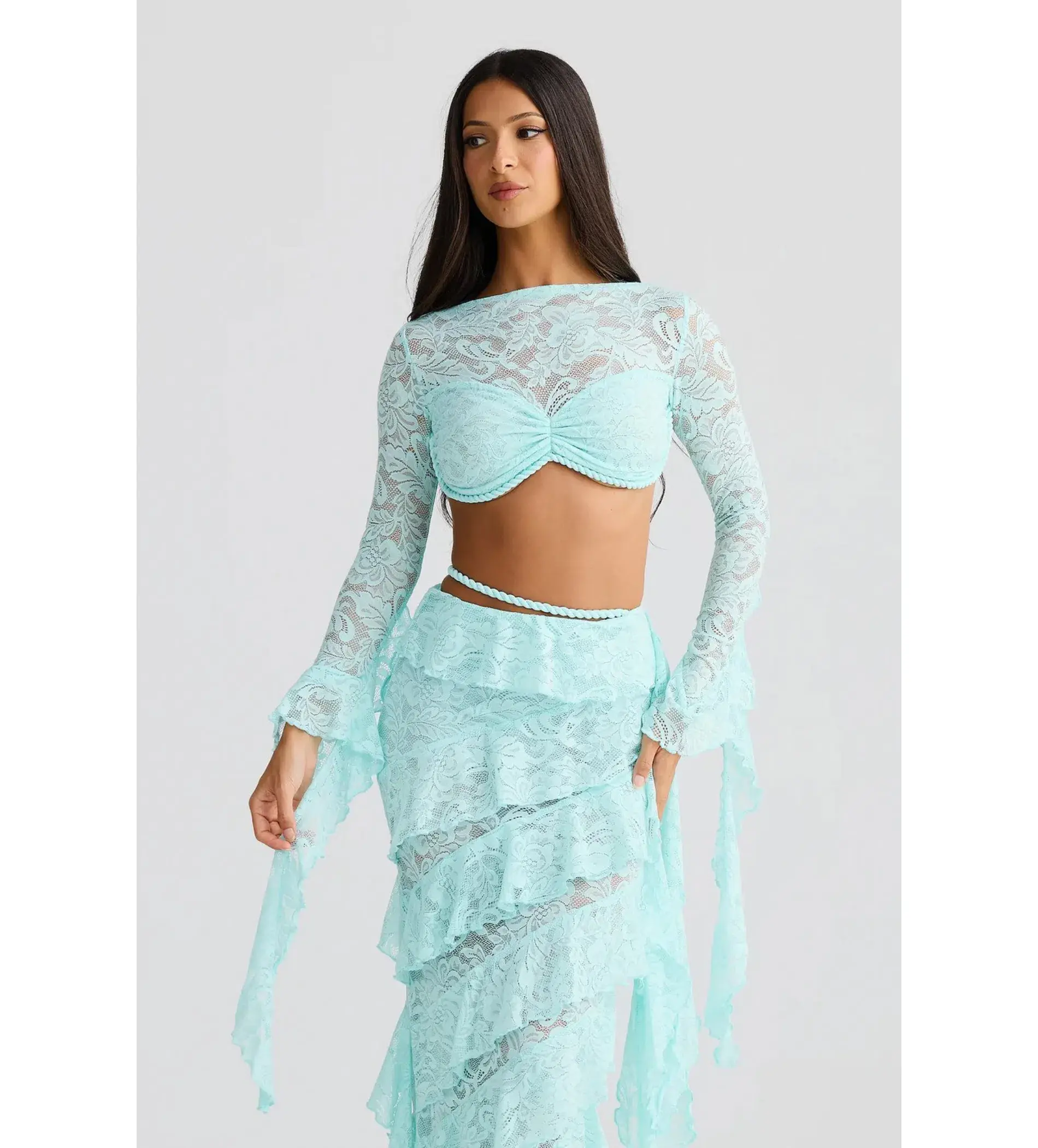 Melani The Label Cecilia Top and Joa Skirt Set Aqua Size S/AU 8 - Image 3