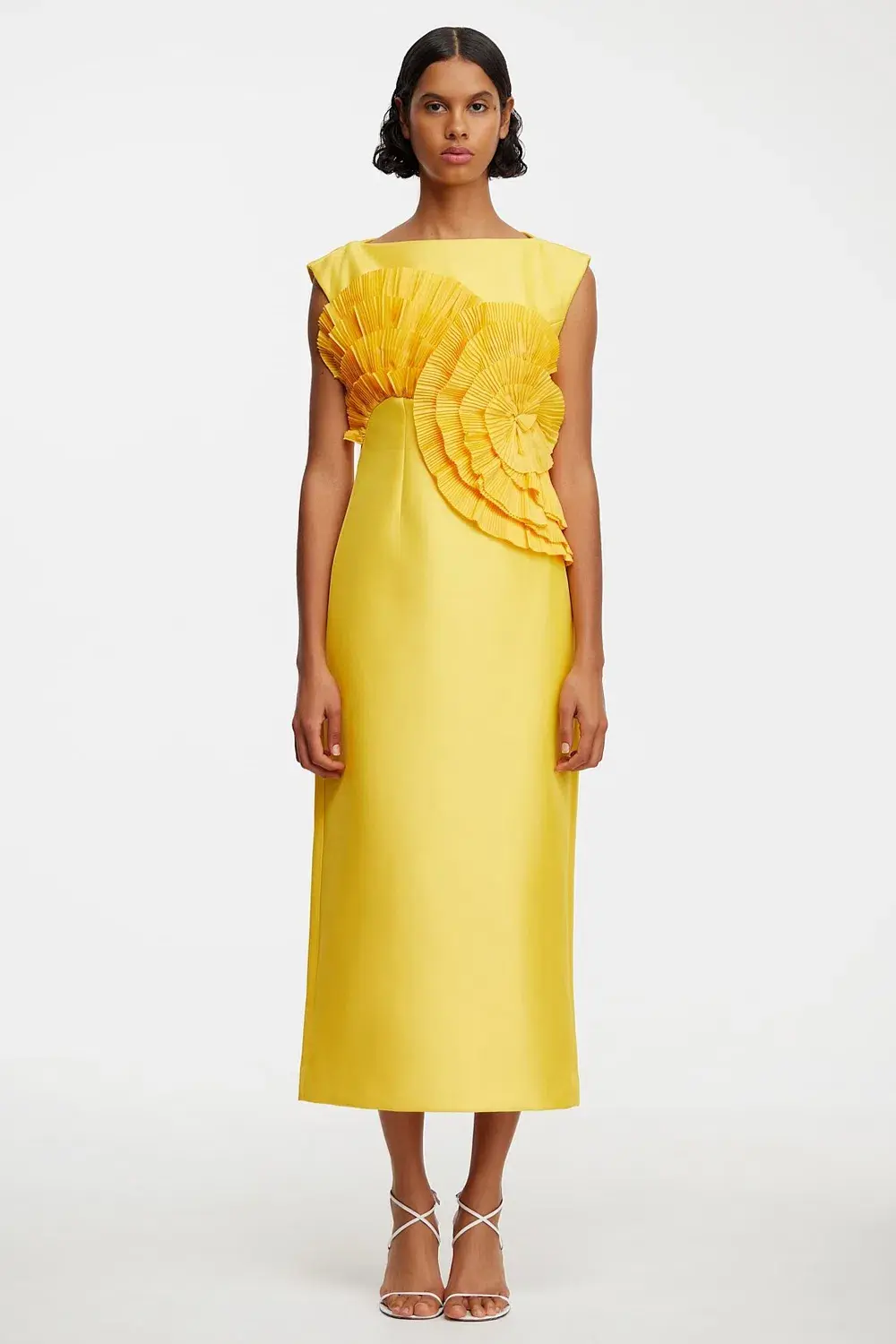 Acler Glynde Midi Dress Yellow Size AU 10 - Image 1