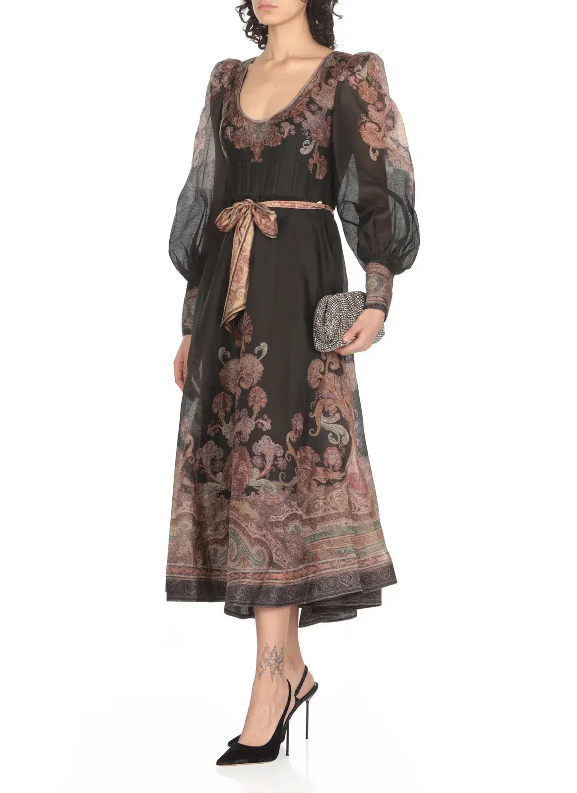 Zimmermann Illustration Structured Midi Dress Black Size 2 / Aus 12 - Image 2
