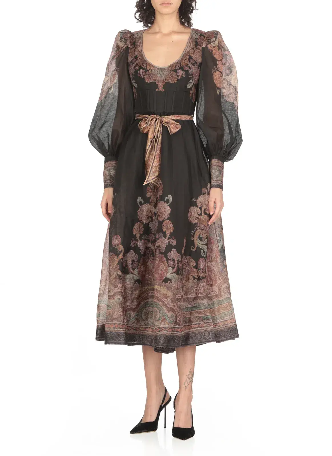 Zimmermann Illustration Structured Midi Dress Black Size 2 / Aus 12 - Image 1