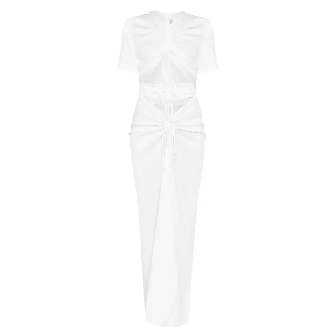 Christopher Esber White Ruched Tee Midi Dress White Size 6 - Image 3