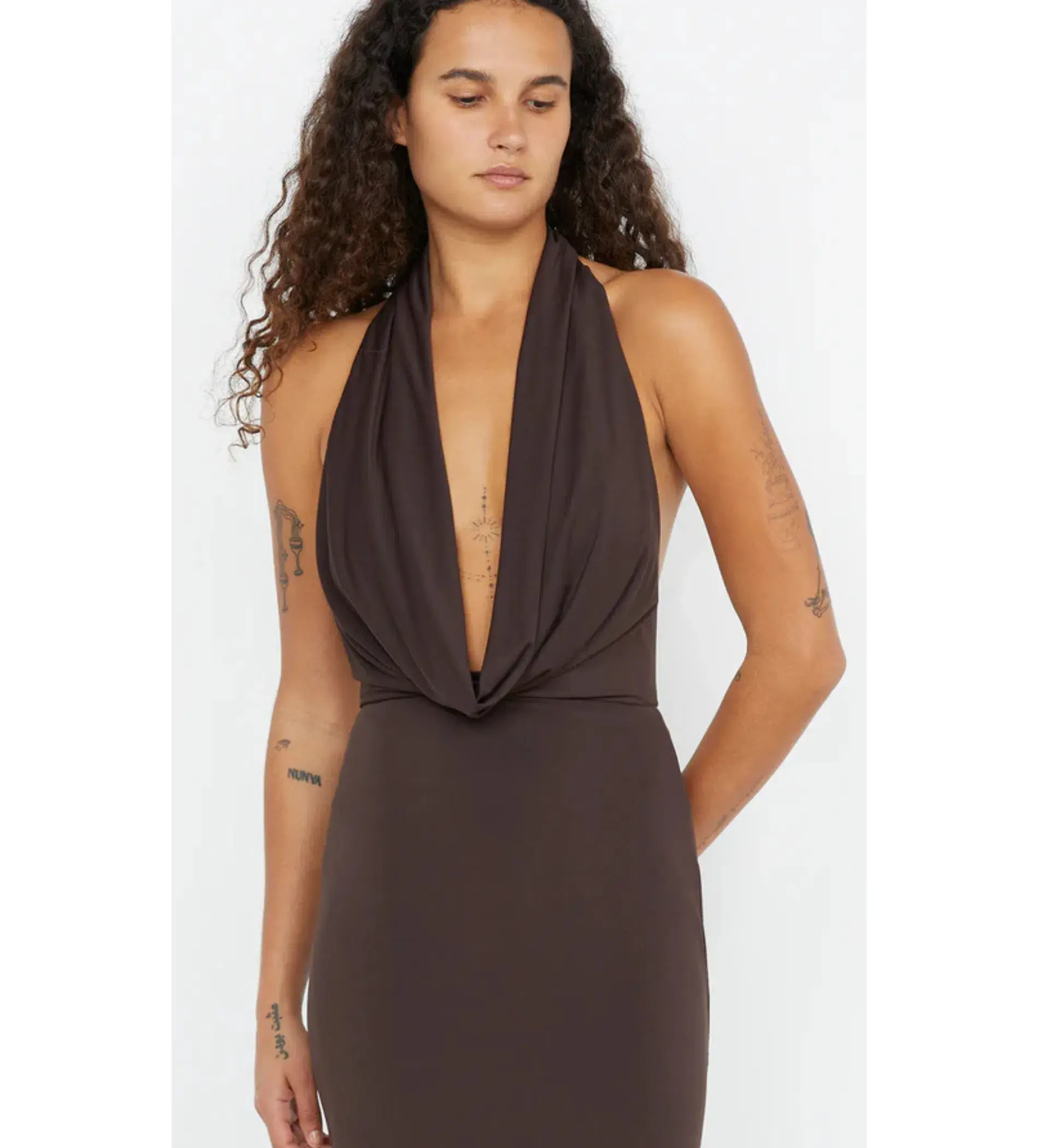 Bec & Bridge Nessie Neck Maxi Dress Dark Chocolate Size 6 - Image 4