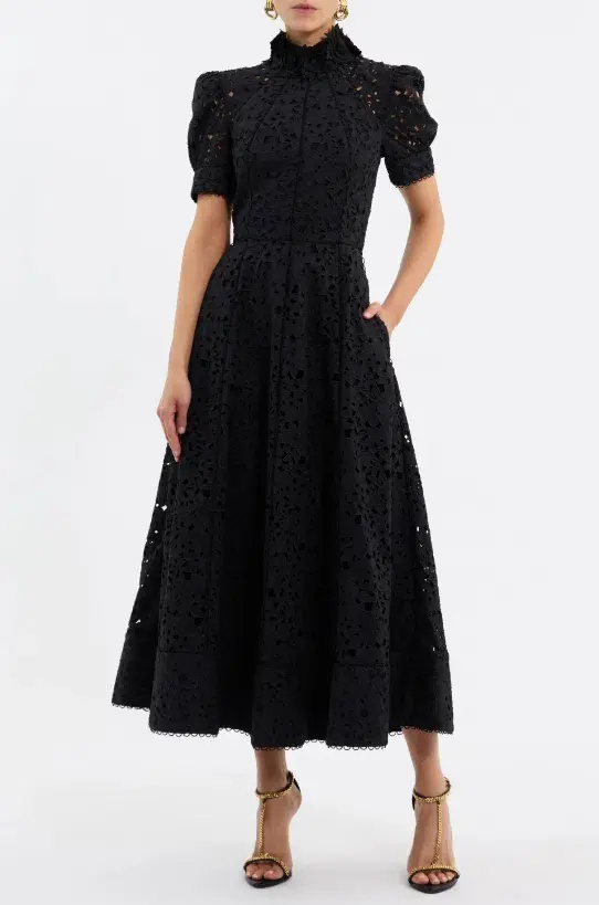 Rebecca Vallance Kitsu Short Sleeve Midi Dress in black Size AU 14 - Image 1