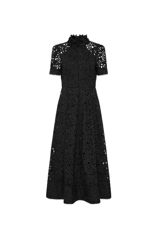 Rebecca Vallance Kitsu Short Sleeve Midi Dress in black Size AU 14 - Image 3