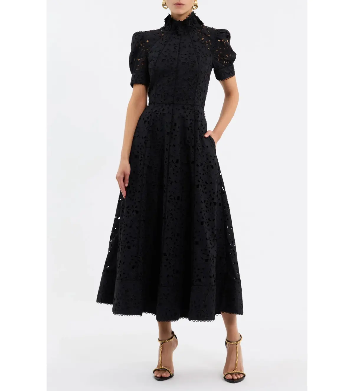 Rebecca Vallance Kitsu Short Sleeve Midi Dress Black Size AU 16 - Image 1