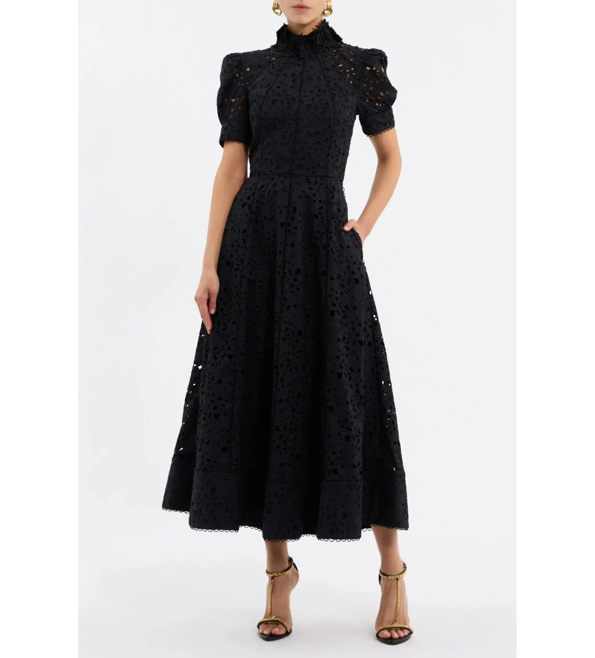 Rebecca Vallance Kitsu Short Sleeve Midi Dress Black Size AU 16 - Image 1