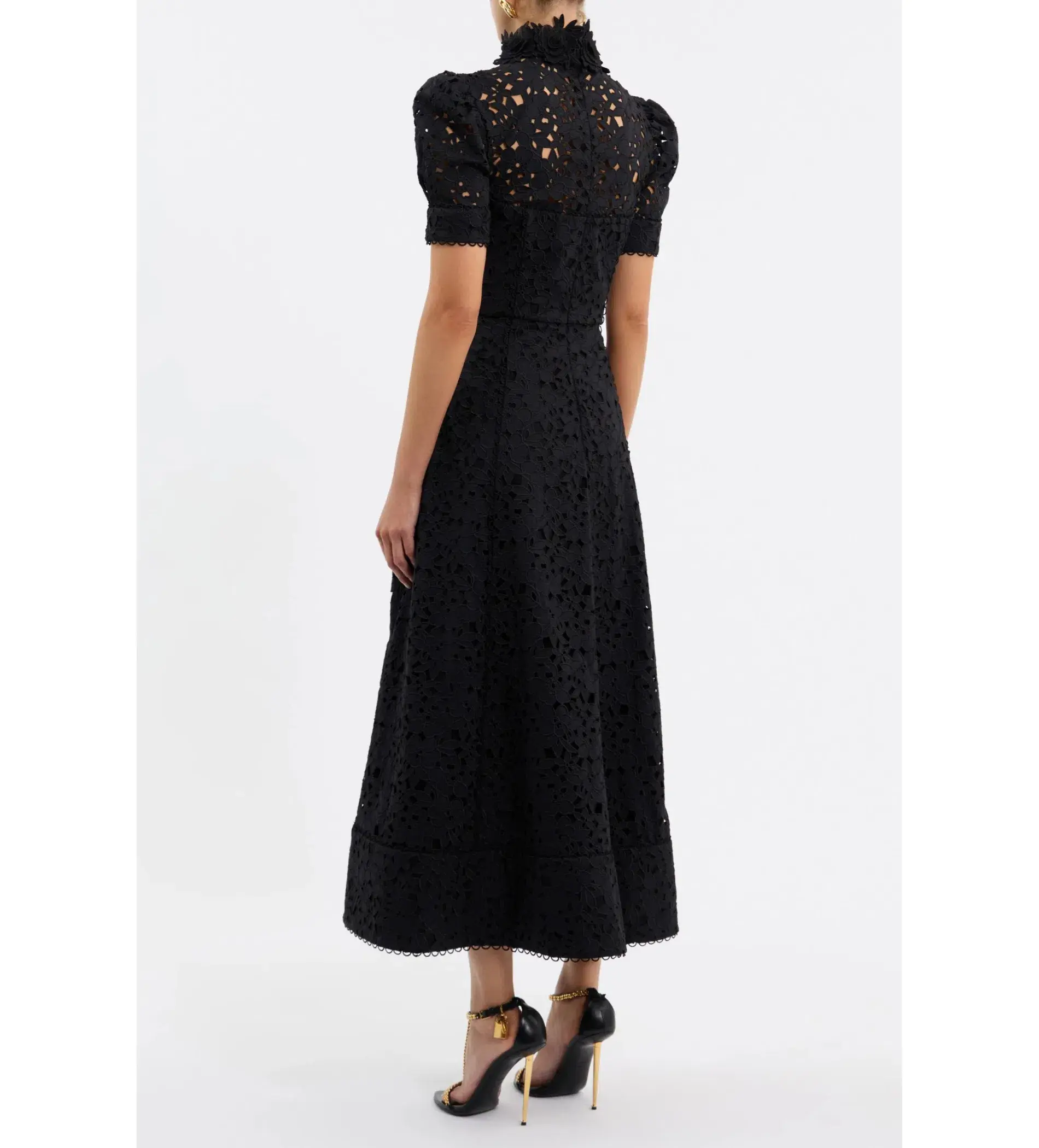Rebecca Vallance Kitsu Short Sleeve Midi Dress Black Size AU 16 - Image 4