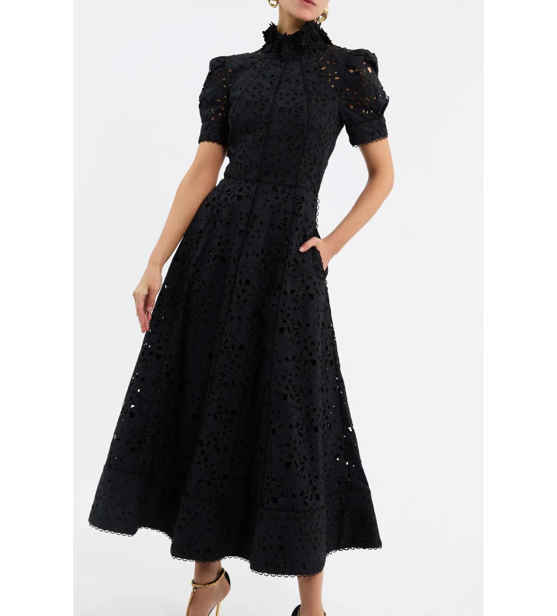 Rebecca Vallance Kitsu Short Sleeve Midi Dress Black Size AU 16 - Image 3
