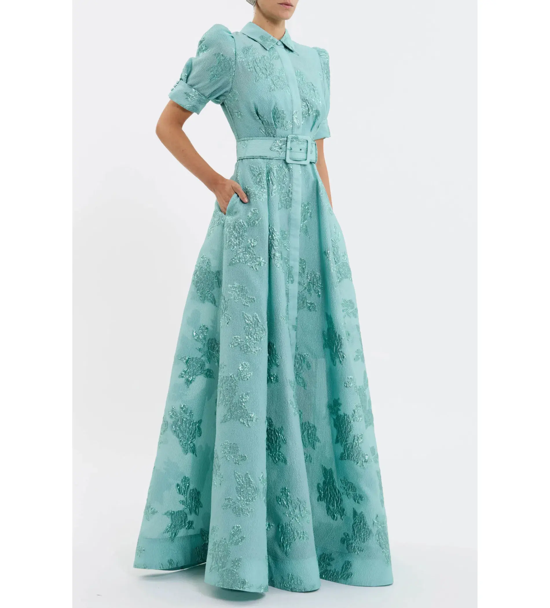 Rebecca Vallance Benette Short Sleeve Gown Teal Size AU 10 - Image 4