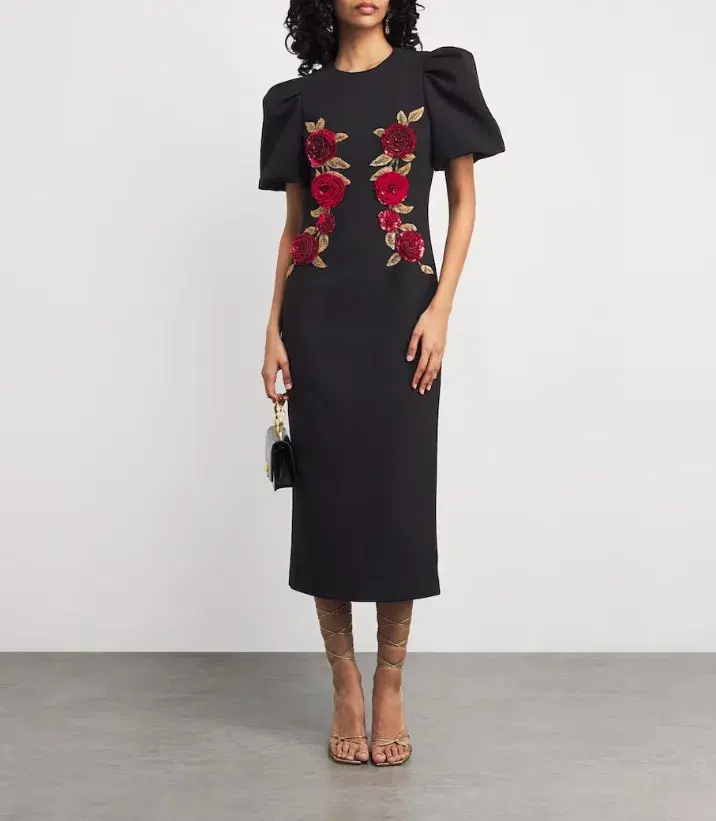 Rebecca Vallance Rosetta Midi Dress Black Size AU 10 - Image 1