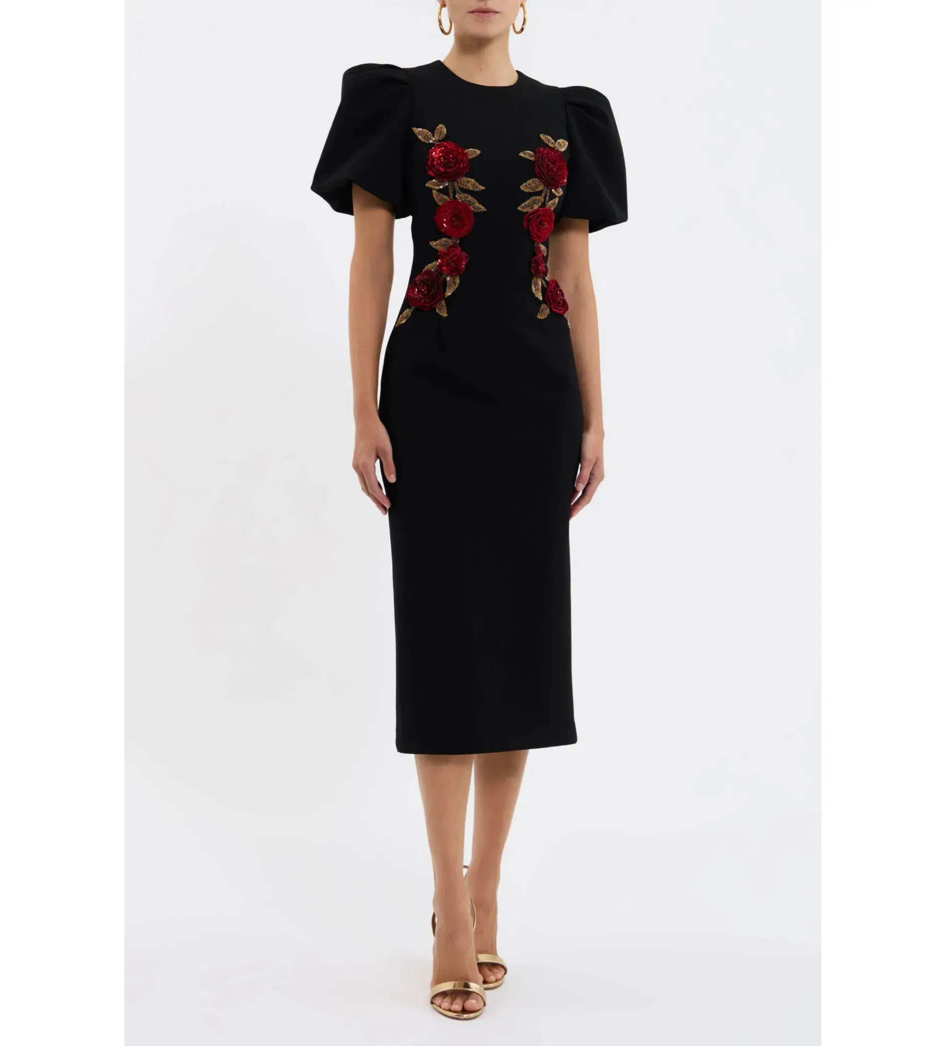 Rebecca Vallance Rosetta Midi Dress Black Size AU 12 - Image 1